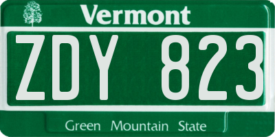 VT license plate ZDY823