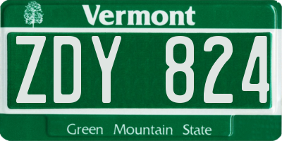 VT license plate ZDY824