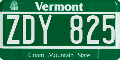 VT license plate ZDY825