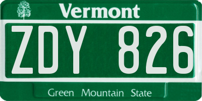 VT license plate ZDY826