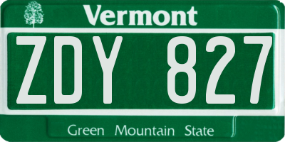 VT license plate ZDY827