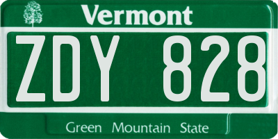 VT license plate ZDY828