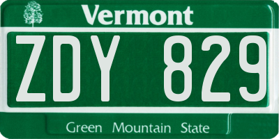VT license plate ZDY829