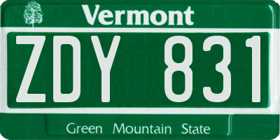 VT license plate ZDY831