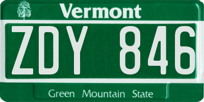 VT license plate ZDY846