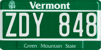 VT license plate ZDY848