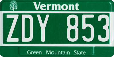 VT license plate ZDY853