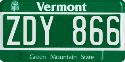 VT license plate ZDY866