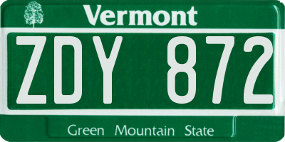 VT license plate ZDY872