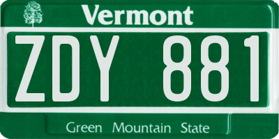 VT license plate ZDY881