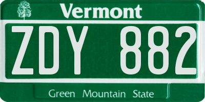 VT license plate ZDY882
