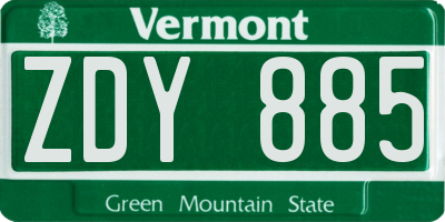 VT license plate ZDY885