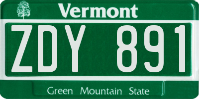 VT license plate ZDY891