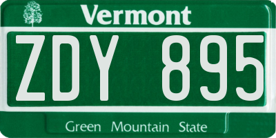 VT license plate ZDY895