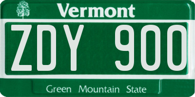 VT license plate ZDY900