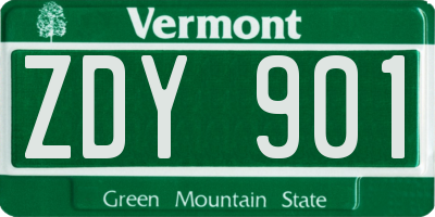 VT license plate ZDY901