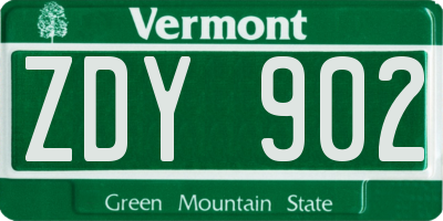 VT license plate ZDY902