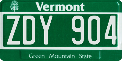 VT license plate ZDY904