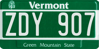 VT license plate ZDY907
