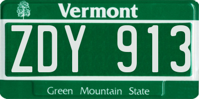 VT license plate ZDY913