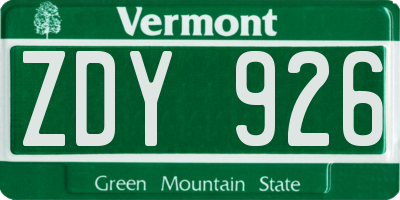 VT license plate ZDY926