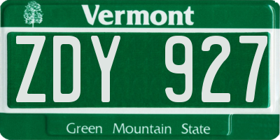 VT license plate ZDY927