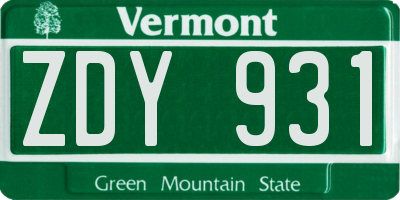 VT license plate ZDY931