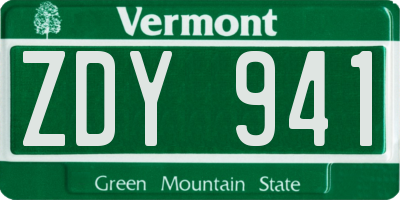 VT license plate ZDY941
