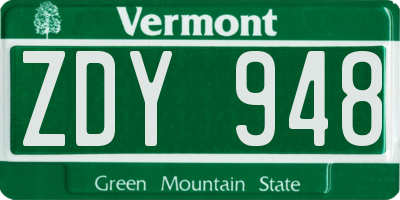 VT license plate ZDY948