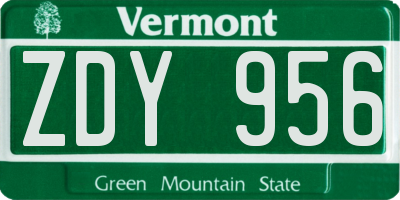 VT license plate ZDY956