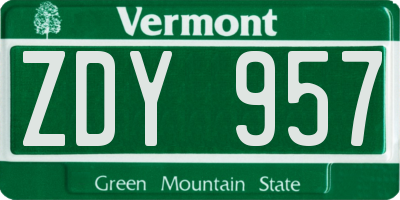 VT license plate ZDY957