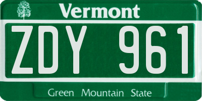 VT license plate ZDY961