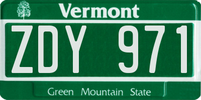 VT license plate ZDY971