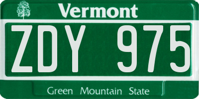 VT license plate ZDY975