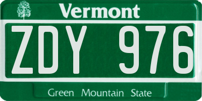 VT license plate ZDY976