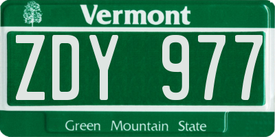 VT license plate ZDY977