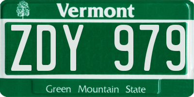 VT license plate ZDY979