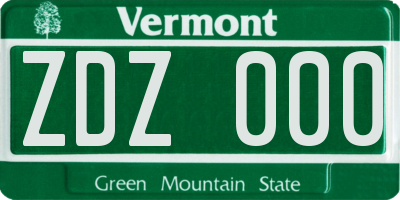 VT license plate ZDZ000
