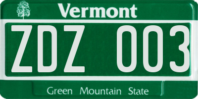 VT license plate ZDZ003