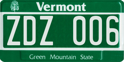 VT license plate ZDZ006