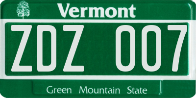 VT license plate ZDZ007