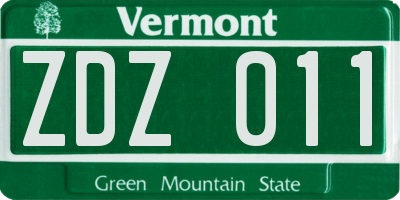 VT license plate ZDZ011