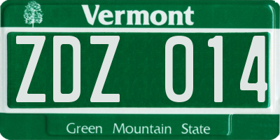 VT license plate ZDZ014