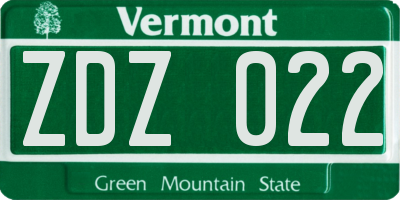 VT license plate ZDZ022