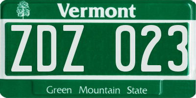 VT license plate ZDZ023