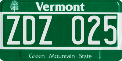 VT license plate ZDZ025
