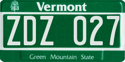 VT license plate ZDZ027