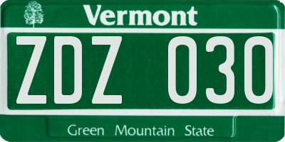 VT license plate ZDZ030