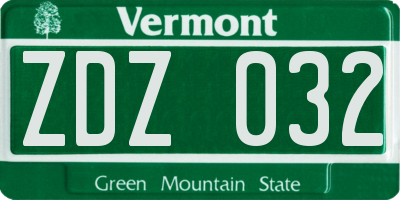 VT license plate ZDZ032