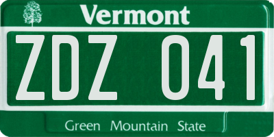 VT license plate ZDZ041